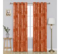 Rideaux Occultants à Œillets Argentés Motif Petit Carreau 8, Sans Liens - Lot de 2, 132x214 cm, Orange Jaune