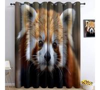 Rideaux Occultants à Œillets Isolant Thermique Jaune, Décor pour Salon et Chambre Rideaux Photographie Animal Panda Roux, Polyester Rideau Doux et Thermique, 234 x 229 cm