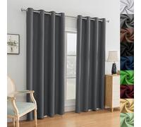 Rideaux occultants à œillets - Isolation thermique et phonique - Super doux - Avec embrasses - Idéal pour chambre à coucher - Gris foncé - 160 x 80 cm