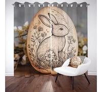 Rideaux occultants à œillets, motif lapin de Pâques, fleurs et marguerites, pour chambre d'enfant ou d'adolescent. Rideaux thermiques insonorisés à motifs végétaux et feuilles, pour salon ou cuisine.