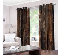 rideaux occultants à isolation thermique avec œillets pour chambre à coucher- Planche De Bois Vintage Marron Foncé Rideau de fenêtre pour Enfants Chambre- Vieilles Planches De Bois Rustiques 220x215cm