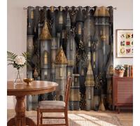 Rideaux Occultants Architecture De Château Gothique Pour Chambre Coucher | Lavables En Machine Rideaux Occultants Style Rétro Peint La Main Digne D'Un Conte De Fées Pour Décor De Fenêtre 110 X 215 cm