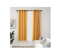 Rideaux occultants Aspect lin à oillets 2 pcs Jaune 140x175 cm