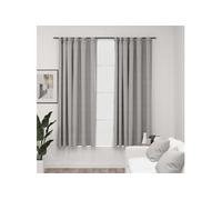 vidaXL Rideaux occultants aspect lin 2 pcs avec crochets Gris 140x175 cm