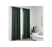 Vidaxl Rideaux Occultants Aspect Lin Avec Crochets 2pcs Vert 140x245cm