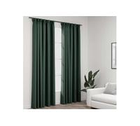 vidaXL Rideaux occultants aspect lin avec crochets 2 pièces 140x245 cm Vert