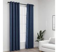 Vidaxl Rideaux Occultants Aspect Lin Avec ?Illets 2 Pcs Bleu 140x225cm