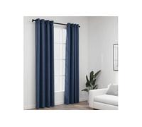 Vidaxl Rideaux Occultants Aspect Lin Avec ÅIllets 2 Pcs Bleu 140x245cm