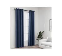 Rideaux occultants Aspect lin avec oillets 2 pcs Bleu 140x245cm