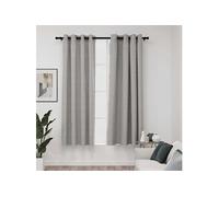 Rideaux occultants Aspect lin avec oillets 2 pcs Gris 140x175cm