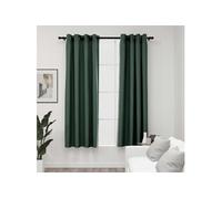 Rideaux occultants Aspect lin avec oillets 2 pcs Vert 140x175cm