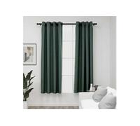 Rideaux occultants Aspect lin avec oillets 2 pcs Vert 140x175cm