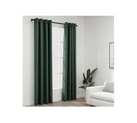 vidaXL Rideaux occultants aspect lin avec œillets 2 pcs 140x245 cm Vert