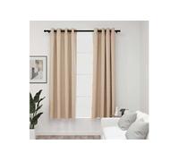 Rideaux occultants Aspect lin avec oillets 2pcs Beige 140x175cm
