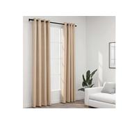 Rideaux occultants Aspect lin avec oillets 2pcs Beige 140x225cm
