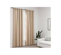 Rideaux occultants aspect lin et crochets 2 pcs beige 140x225cm