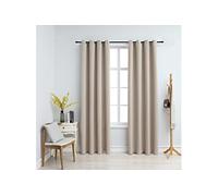 Rideaux occultants avec anneaux en métal 2 pcs Beige 140x175 cm