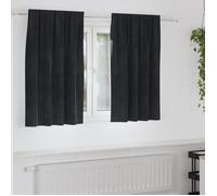 Rideaux occultants avec bande supérieure 2 pcs en velours noir