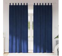 Vidaxl Rideaux Avec Des Rideaux 2 Pcs Bleu Foncé 140 X 245 Cm Velours