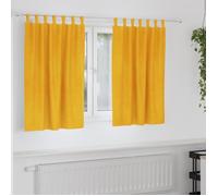 Rideaux occultants avec boucles de suspension 2 pcs Vert moutarde en velours