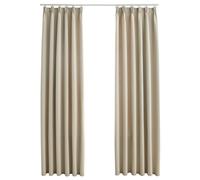 Rideaux occultants avec crochets 2 pcs Beige 140x245 cm