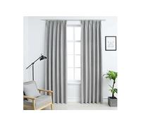 Rideau vidaXL Rideaux occultants avec crochets 2 pcs Gris 140x225 cm