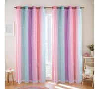 Rideaux occultants avec étoiles,avec œillets,rideaux pour chambre d'enfant,fillette,chambre à coucher,salon,multicolore,double épaisseur,1 panneau,rose,L 132 x H 238cm