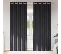 Vidaxl Rideaux Avec Des Rideaux 2 Pcs Gris Foncé 140 X 260 Cm Velours