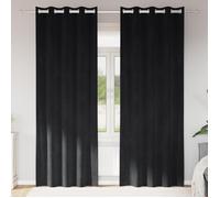 Rideaux occultants avec œillets 2 pcs Velours Noir