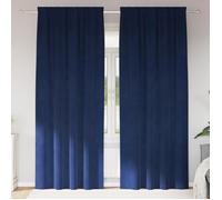 Vidaxl Rideaux Avec Des Rideaux 2 Pcs Bleu Foncé 140 X 260 Cm Velours