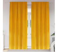 Rideaux occultants avec ruban en haut 2 pcs Jaune moutarde Velours