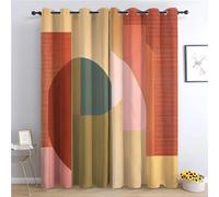 Rideaux Occultants Chambre 150x166 cm, Motif Figures GéOméTriques Abstraites Rideau Thermiques Isolants et Antibruit, Rouge Rideaux Doux Lavables Anti-Fade Polyester, pour Chambre d'enfant et Salon