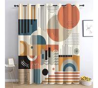 Rideaux Occultants Chambre 234x229 cm, Motif Figures GéOméTriques Abstraites Rideau Thermiques Isolants et Antibruit, Couleur Rideaux Doux Lavables Anti-Fade Polyester, pour Chambre d'enfant et Salon