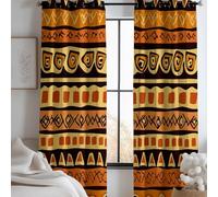 Rideaux Occultants Chambre Tribu Africaine Isolant Thermique 220 X 215 cm Occultant à Oeillets 2 Panneaux Doux Rideau Coupure électrique pour Chambre et Salon