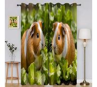 Rideaux Occultants Cochon D'inde Brun et Blanc, L140 X H180cm, Rideaux Légumes Verts (Lot de 2), Rideau Thermique Isolant Anti Froid et Chaleur,Adaptés à la Décoration de la Chambre et du Salon