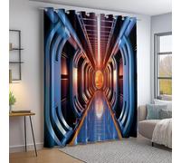 Rideaux Occultants Coloré, Moderne Vaisseau Spatial Science-Fiction imprimés, Anti Bruit et Isolation Froid Chaleur, Panneaux pour Chambre Salon Décoration Maison, L110×H215 cm Lot de 2 avec Œillets