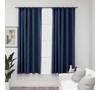 Rideaux occultants Crochet aspect lin 2 pcs. Bleu 140x175 cm
