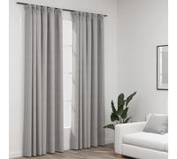 Rideaux occultants Crochet aspect lin 2 pcs. Gris 140x245 cm