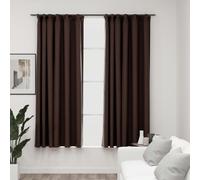 Rideaux occultants Crochet aspect lin 2 pcs. Taupe 140x175 cm