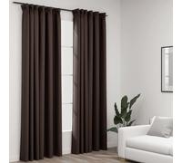 Rideaux occultants Crochet aspect lin 2 pcs. Taupe 140x245 cm