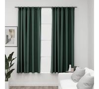 Rideaux occultants Crochet aspect lin 2 pcs. Vert 140x175 cm