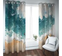 Rideaux occultants de Style scandinave Motif de Surf de mer Rideaux de fenêtre à économie d’énergie isolés thermiquement pour Bureau à Domicile 2 Panneaux B200xH210cm