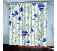 Rideaux Occultants d'enfant 3D Marguerite Bleue,Économie D'Énergie Reduire Le Bruit Traitement pour Chambre Salon Chambre des Enfants Rideaux 100% Polyester 2 X 117 X 230 Cm 2 Panneaux -0Z3K5P1H3E2E7