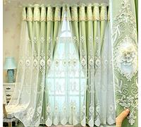 Rideaux occultants élégants à double couche avec broderie - Économie d'énergie - En tulle - Pour salon et chambre à coucher - Panneaux solides à couches élégantes