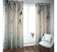 Rideaux occultants en Bouleau scandinave, paysages de forêt et Feuilles Nordiques, Rideaux Thermiques pour fenêtres du Salon, Chambre en Tissu Polyester 2 Panneaux (W140xL240cm chacun)