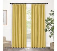 Rideaux occultants en lin à isolation thermique avec embrasse pour chambre à coucher et salon - Panneaux de fenêtre antibruit avec embrasse - 213,4 x 213,4 cm (l x L) - Jaune