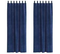 Rideaux occultants en velours - vidaXL - Bleu foncé - 140x225 cm - Lot de 2 - Boucles en tissu - Lavable en machine