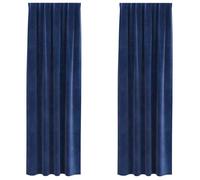 Rideaux occultants en velours - vidaXL - Bleu foncé - 140x245 cm - Lot de 2 - Occultant - Facile à accrocher