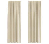 Rideaux occultants en velours - vidaXL - Crème - 140x260 cm - Lot de 2 - Bloque la lumière - Installation facile