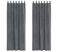 Vidaxl Rideaux Avec Des Rideaux 2 Pcs Gris Clair 140 X 260 Cm Velours